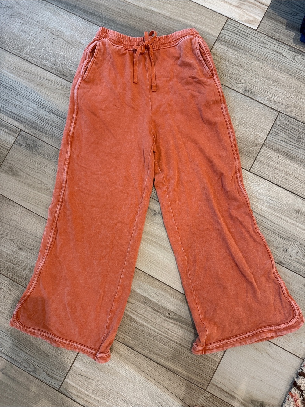 NWT Three Bird Nest Rust Orange Wide-Leg Terry Sweatpants